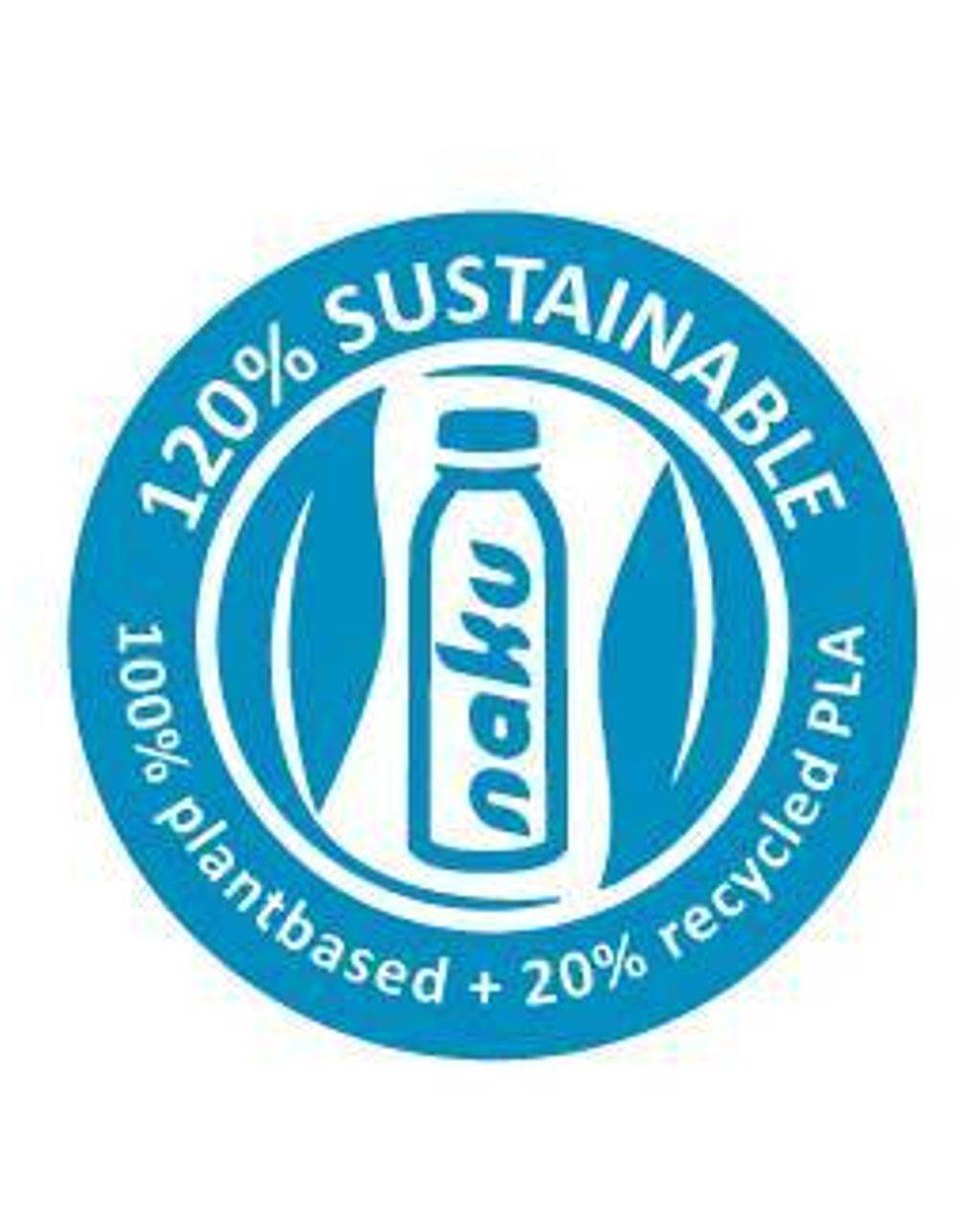 120 Prozent nachhaltig die NaKu PLA rPLA Flasche