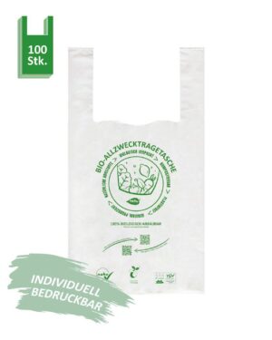 Bio-Allzwecktragetasche aus Biokunststoff kompostierbar und recyclebar