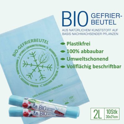 Infografik des NaKu Bio-Gefrierbeutels mit seinen Hauptvorteilen