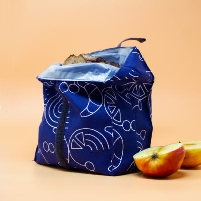 umtüten Snack-Tüüt Jausenbeutel aus Bio-Baumwolle in Blau