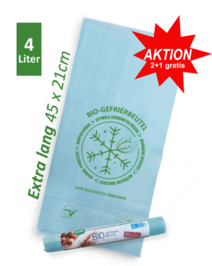 <b>AKTION 3 für 2 NaKu Bio-Gefrierbeutel 4L aus Biokunststoff 10er Rolle</b>